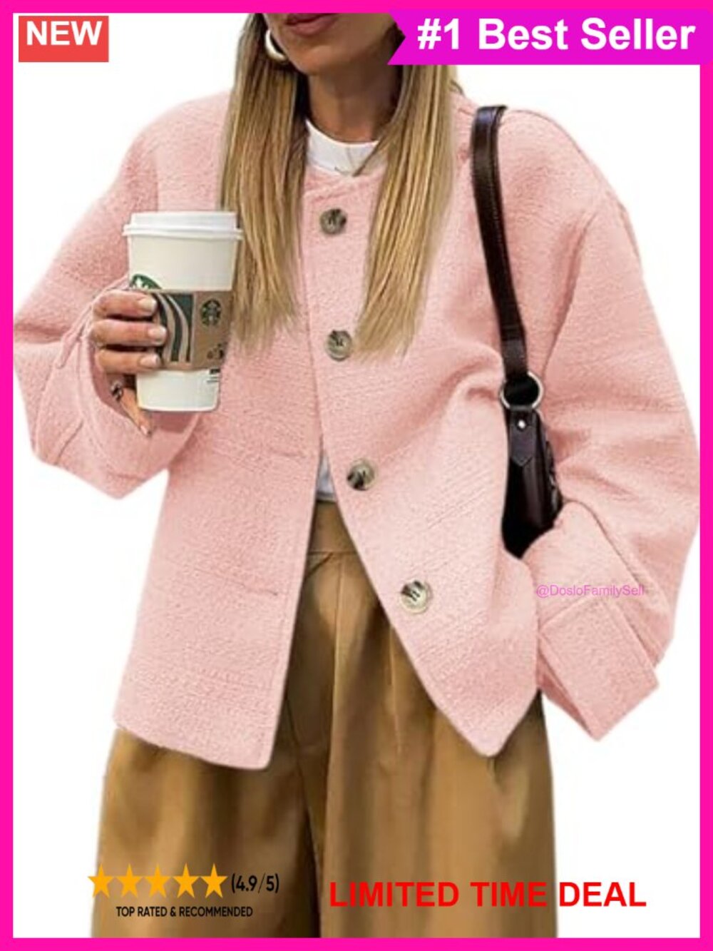 Tweed Blazer Long Sleeve Button Down Business Casual Jacket
